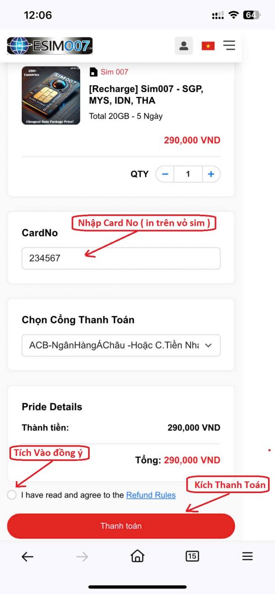 Nhập Card No